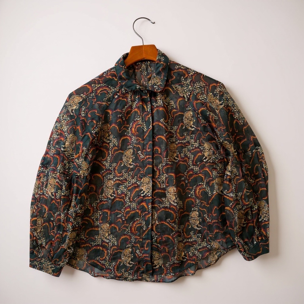 Anthropologie Tabitha Tiger Jungle Print Blouse | Size S